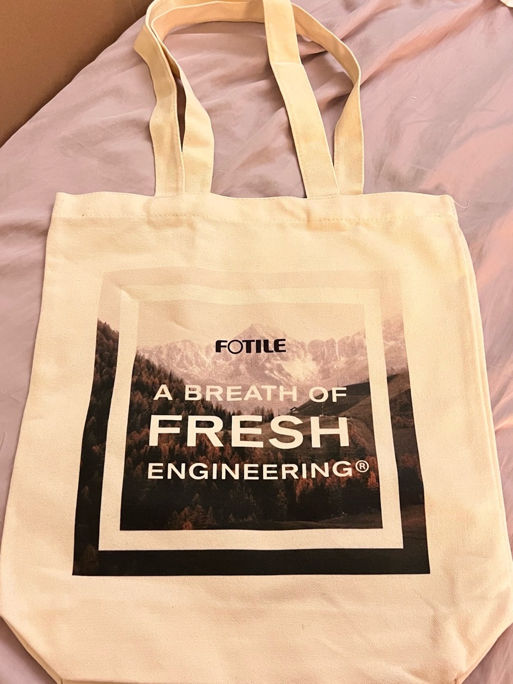 FOTILE Cream Canvas Tote Bag - "A Breath of Fresh Engineering"